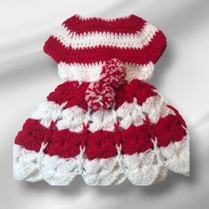 Infant Red and White Crochet HandmadeDress Brand New Size 0-3 Months